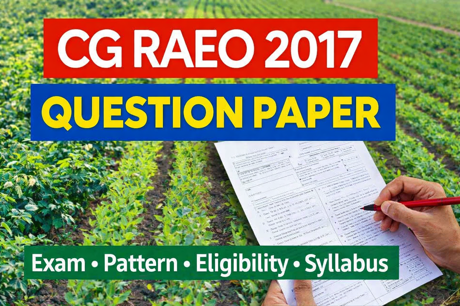 CG RAEO 2017 Question Paper With Answer Sheet